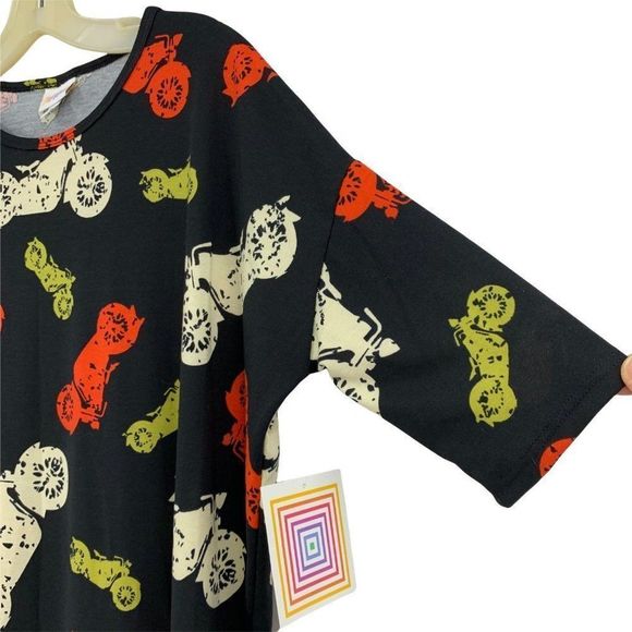 Womens LuLaRoe Irma Tunic Top Motorcyle Print XS NWT Black 0439 - Picture 3 of 7